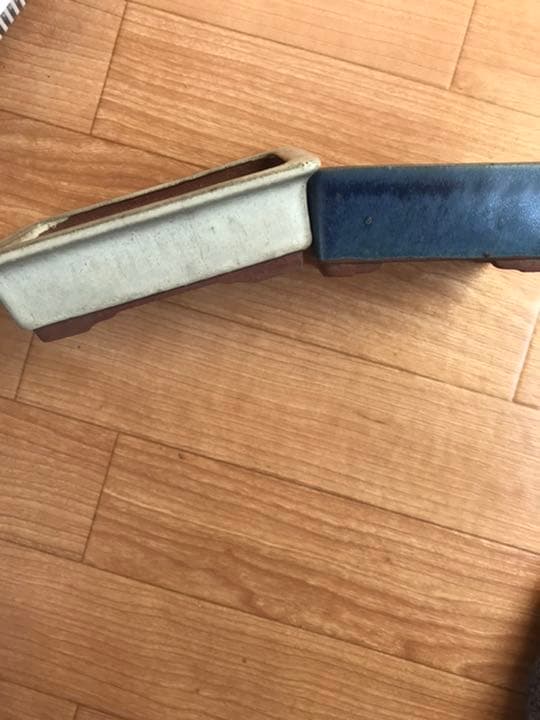 盆栽鉢　燿山③時代ミニ盆栽鉢燿山長方鉢2個セット山野草多肉植物サボテン植木鉢、