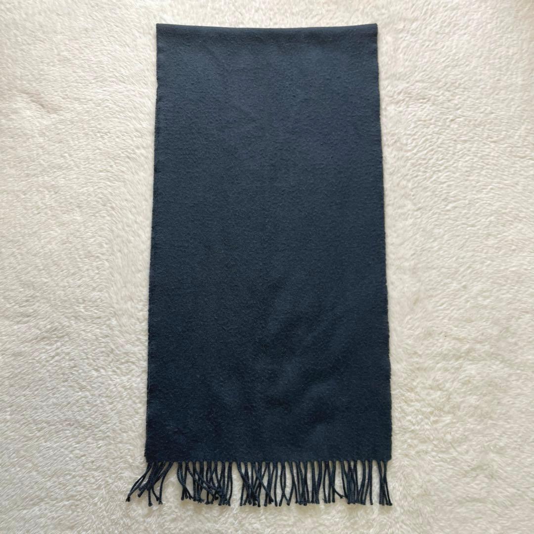 美品　HERMES エルメス　グレージュ　カシミヤ　マフラー　タグ　刺繍ロゴ