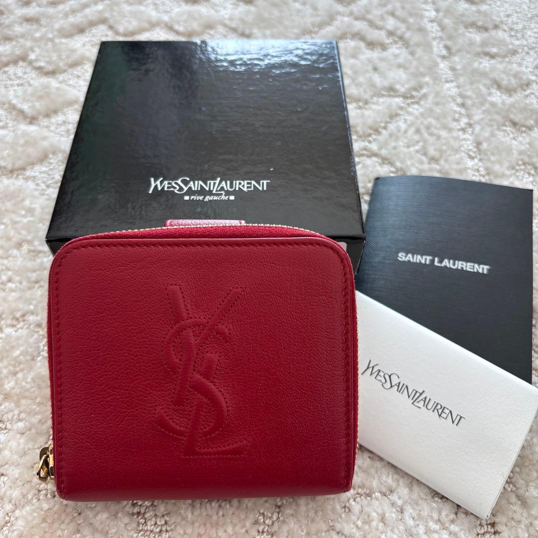 Yves Saint Laurent 二つ折り財布 レッド