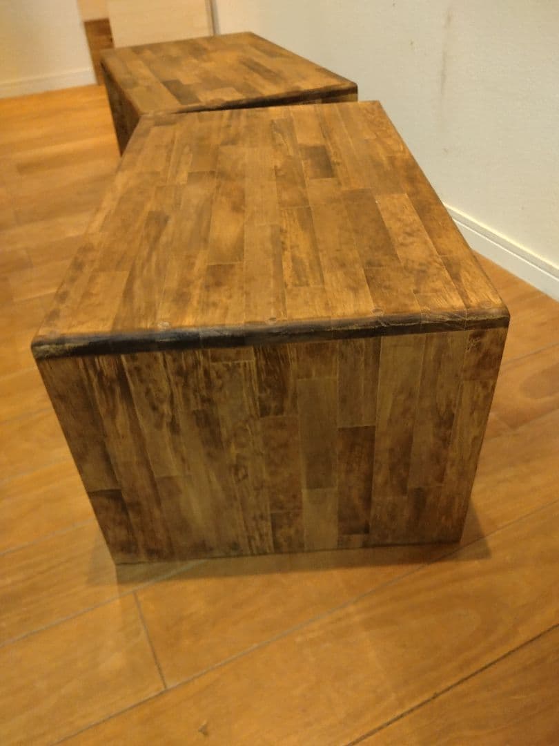 木製　ハンドメイド　オーダー　コの字　ワトコオイル　スツール　サイドテーブル