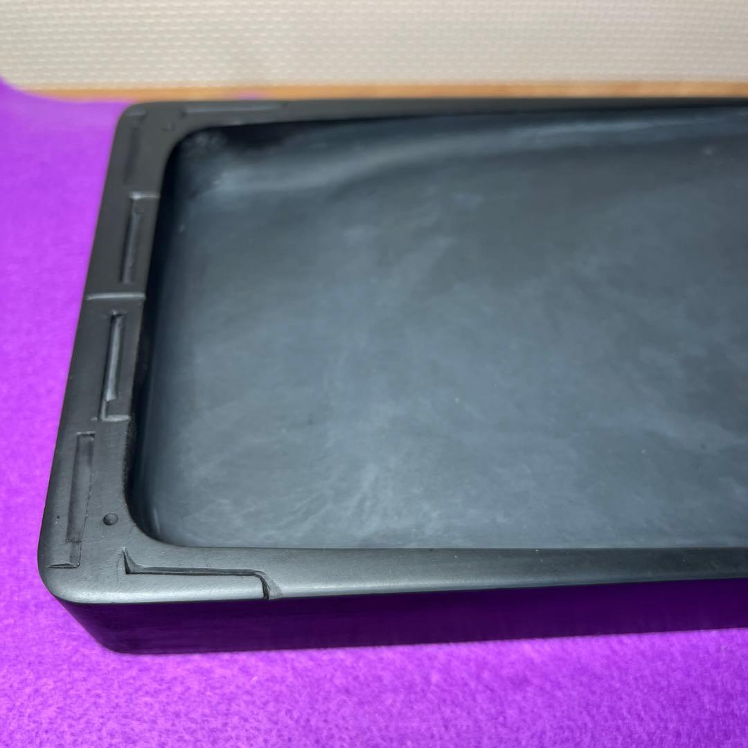 ⭕️雨畑硯　芳龍閣硯舗　風字様硯　四六大　石紋綺麗　墨1サービス　スッキリ気品大