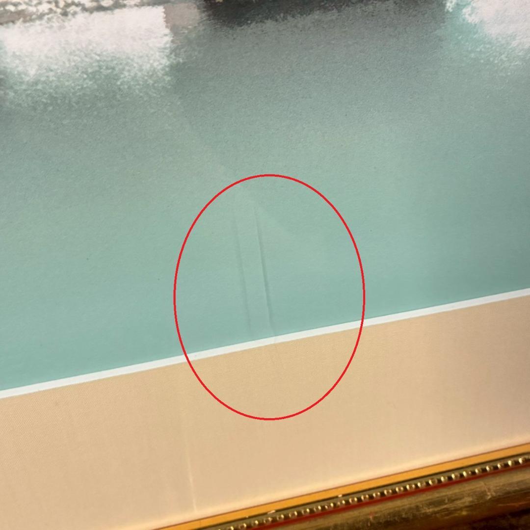 ピエール・ドートルロー「ローズ色の空と白い舟」リトグラフ 直筆サイン入り 額装