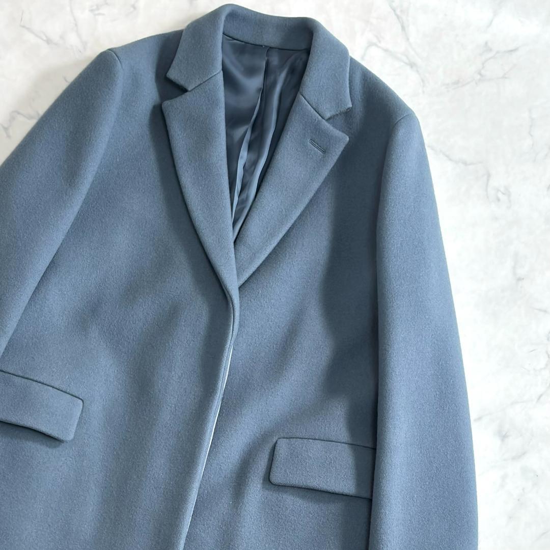 美品♪イレーヴ ウールロングチェスターコート ターコイズブルー sx2