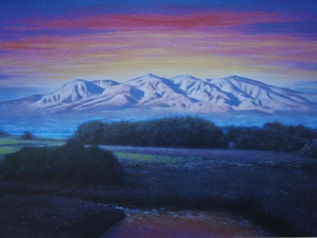 井上司【残照　赤城山】希少画集画、状態良好、新品高級額装付