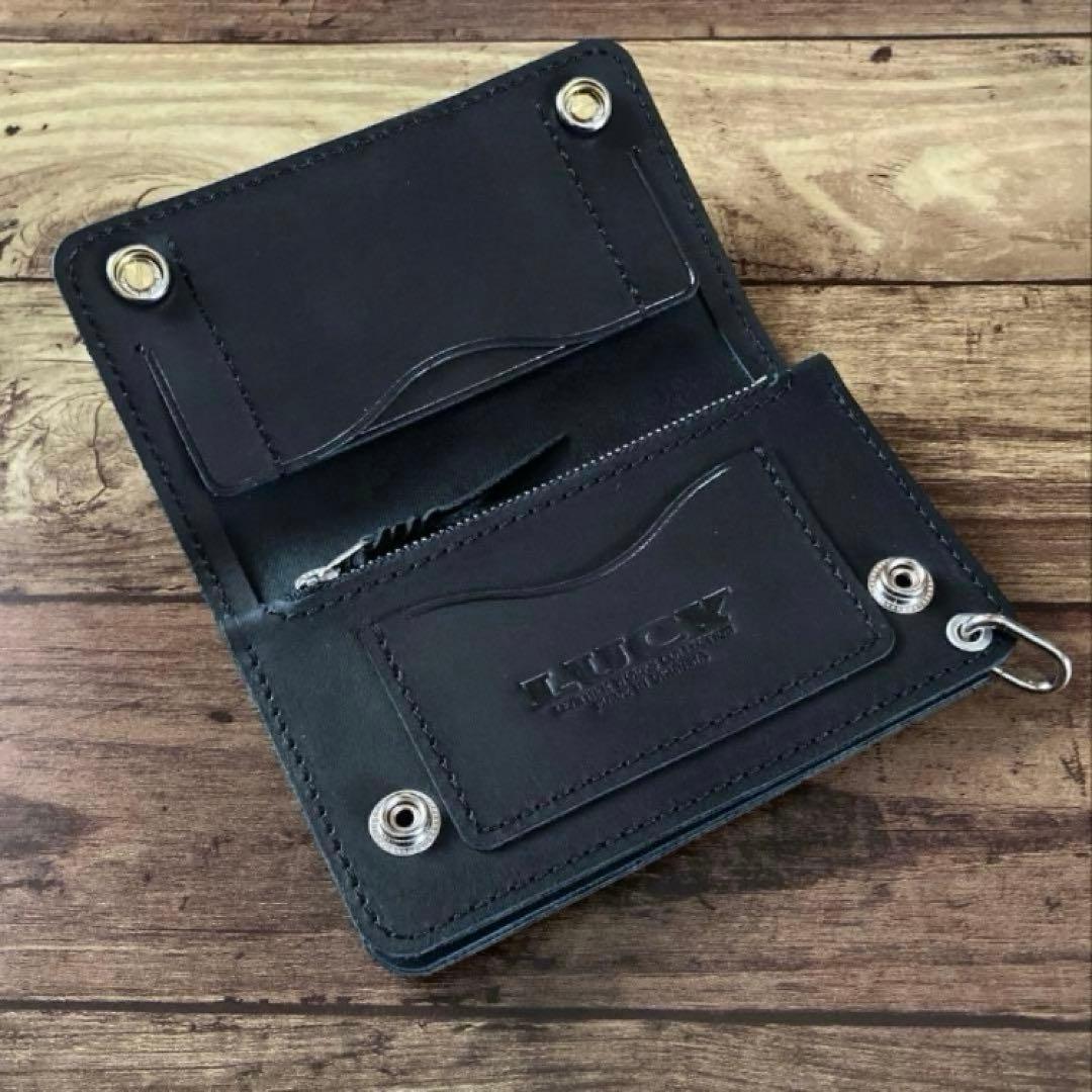 【mjdagj】ミドルトラッカーウォレット3層【お札を折らずに収納】