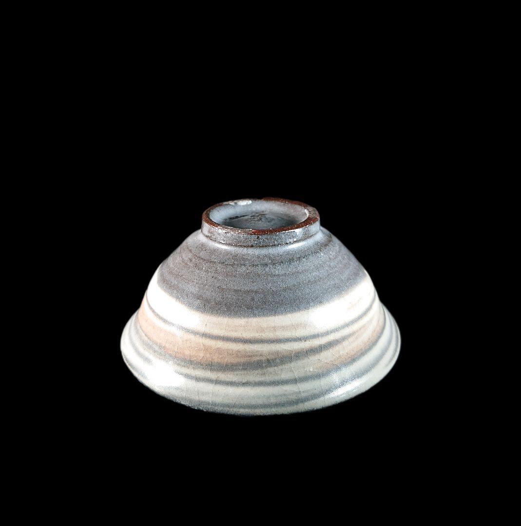 ■唐津焼 巨匠中里重利 刷毛目盃 紐付き共箱、印あり共布、栞三枚全揃い ぐい呑み