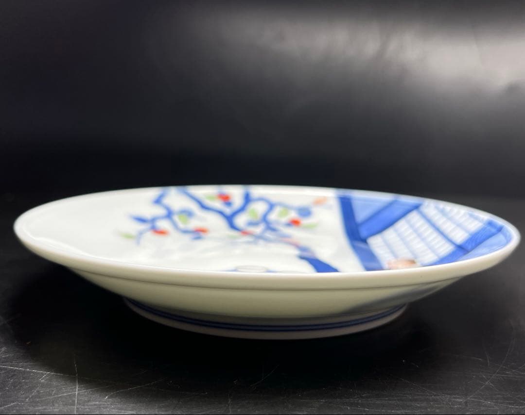 十四代　酒井田柿右衛門　初代の画額皿　共箱　18.8㎝　東Y7-1125☆2F