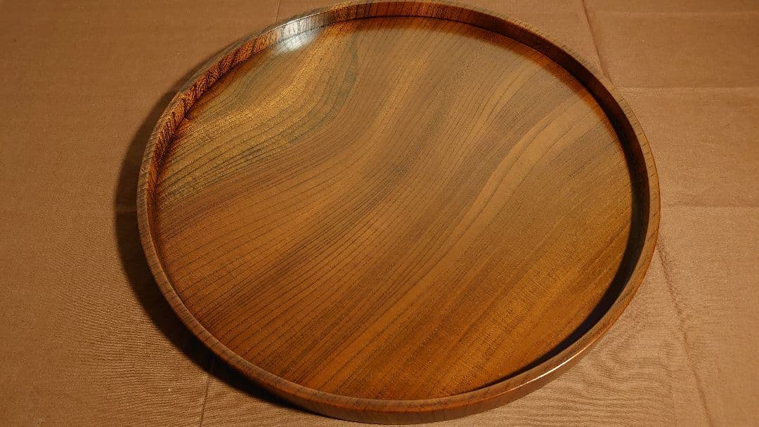 丸盆　山中漆器　欅　欅製　くり抜　川北造　拭き漆　富貴漆　　１客