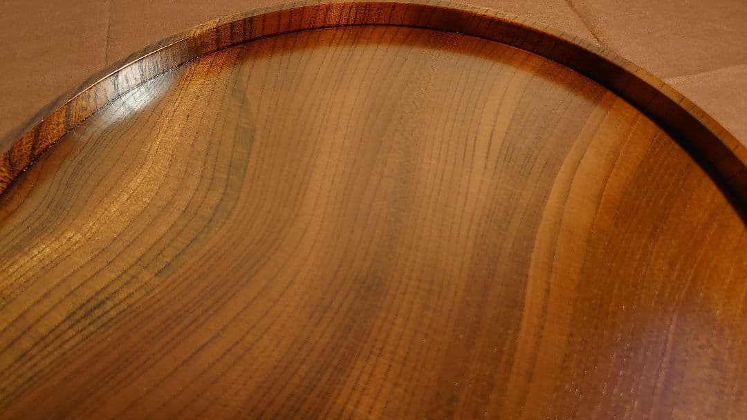 丸盆　山中漆器　欅　欅製　くり抜　川北造　拭き漆　富貴漆　　１客