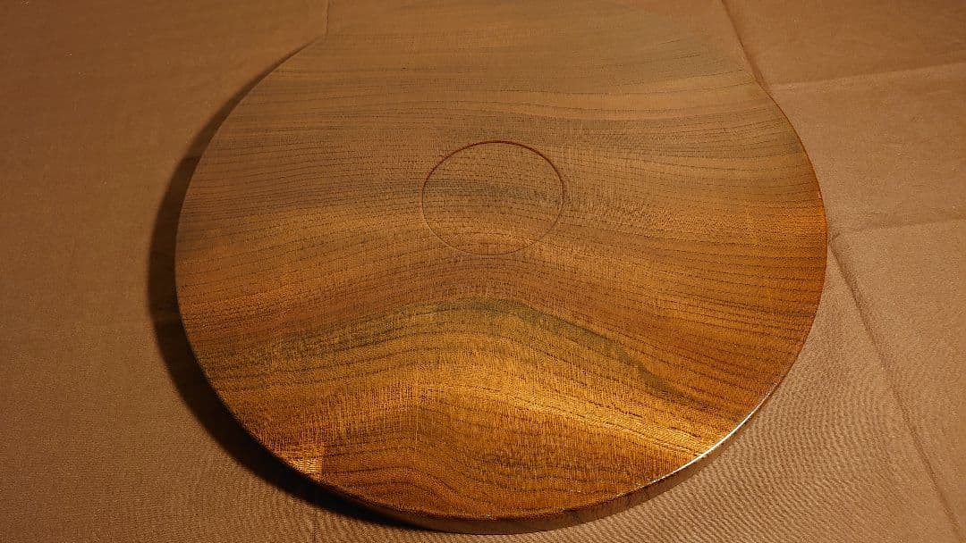 丸盆　山中漆器　欅　欅製　くり抜　川北造　拭き漆　富貴漆　　１客