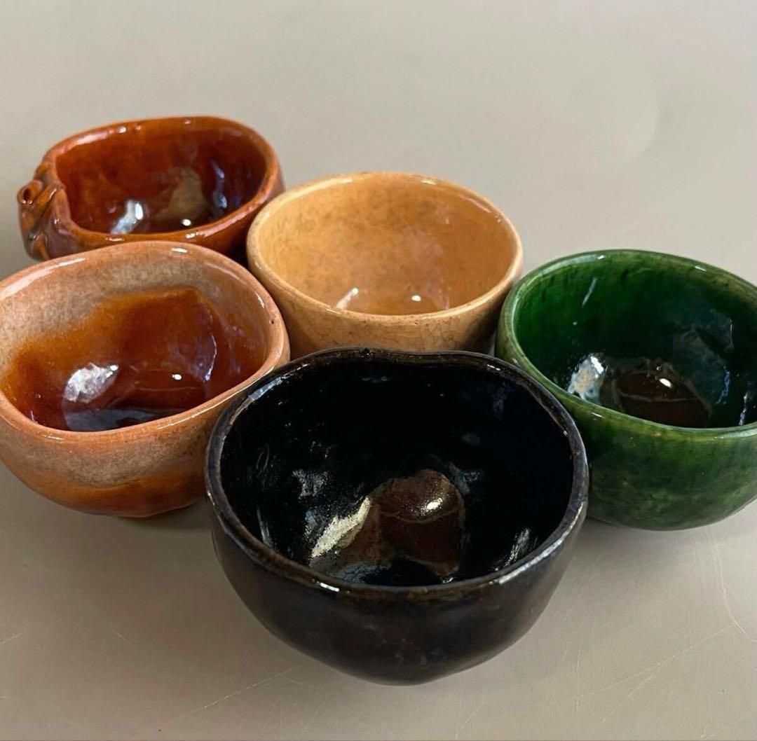 「go」大樋焼 長阿弥 交杯 蛙 五客揃 共箱 酒盃 ぐい呑❣️割引