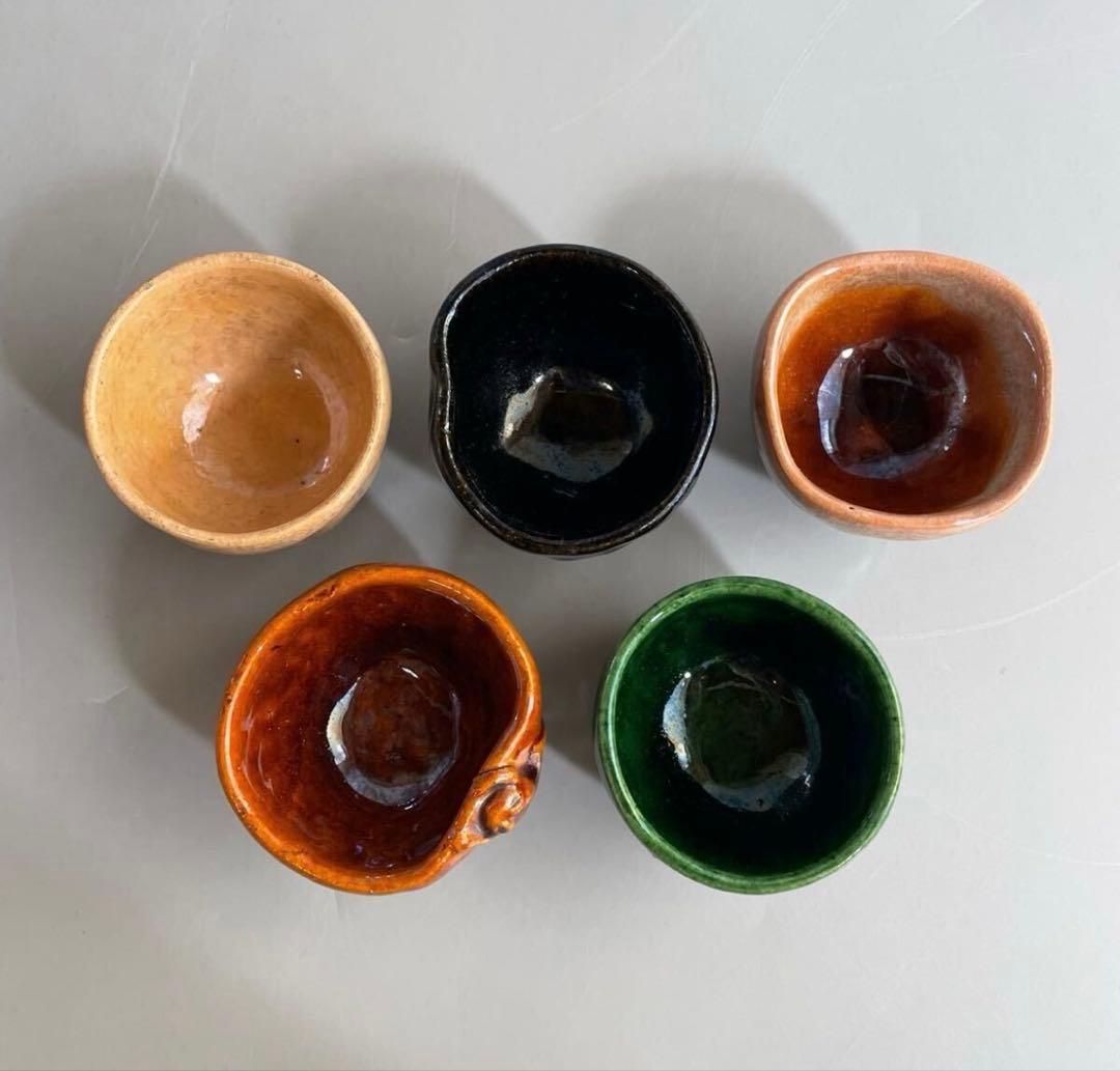 「go」大樋焼 長阿弥 交杯 蛙 五客揃 共箱 酒盃 ぐい呑❣️割引