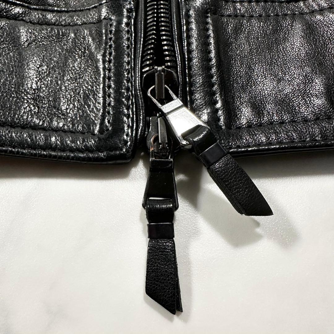 美品◎EMMETI JURI 44 シングルライダースジャケット ラムレザー 黒