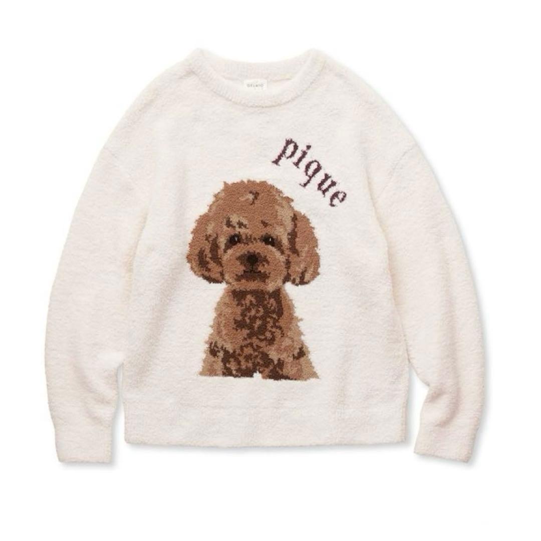 ジェラートピケ パウダーDOG3柄ジャガードプルオーバー＆ロングパンツセット