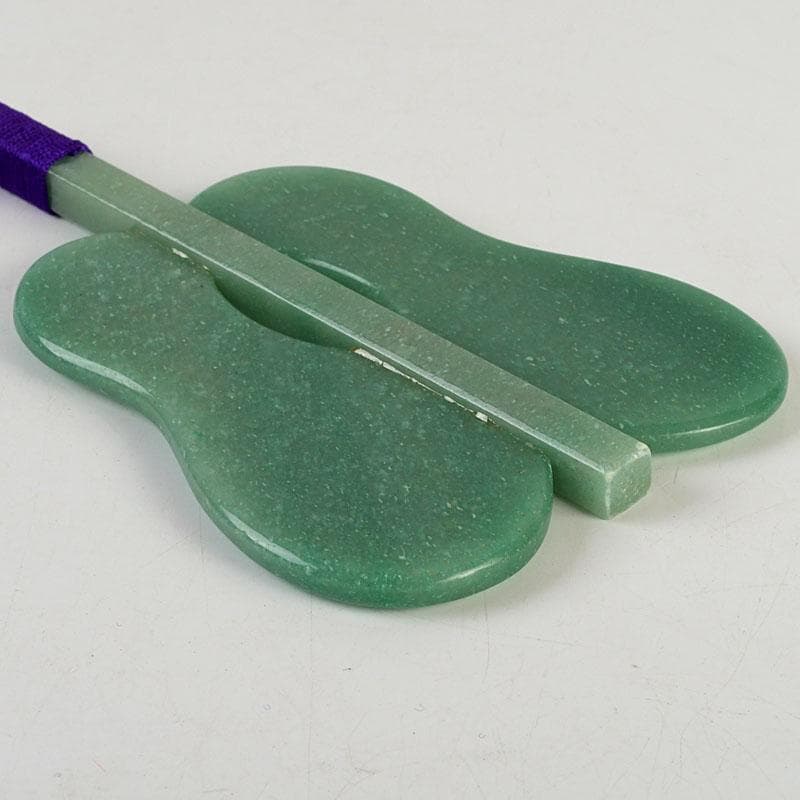 天然石　アベンチュリン　幸貴作　風林火山　軍配　縁起物　置物　共箱　V　9527