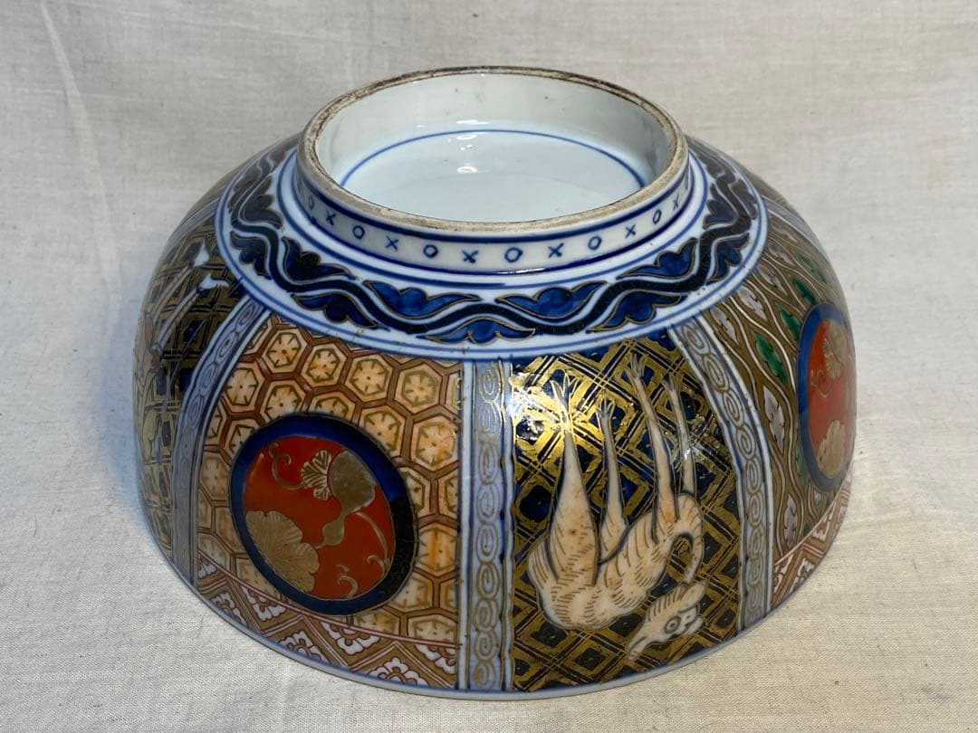 伊万里　古伊万里　色絵　金襴手　鉢　オランダ人　ラクダ　花の図　1客