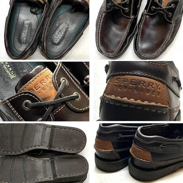 トップサイダー茶デッキシューズ革靴レザーシューズ古着メンズ30レディ348069