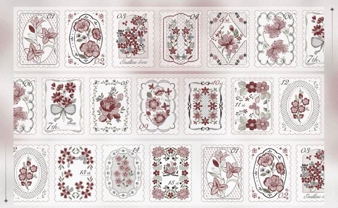 海外マスキングテープ巻売り レース小・彩 装飾マスキングテープ人物マステ