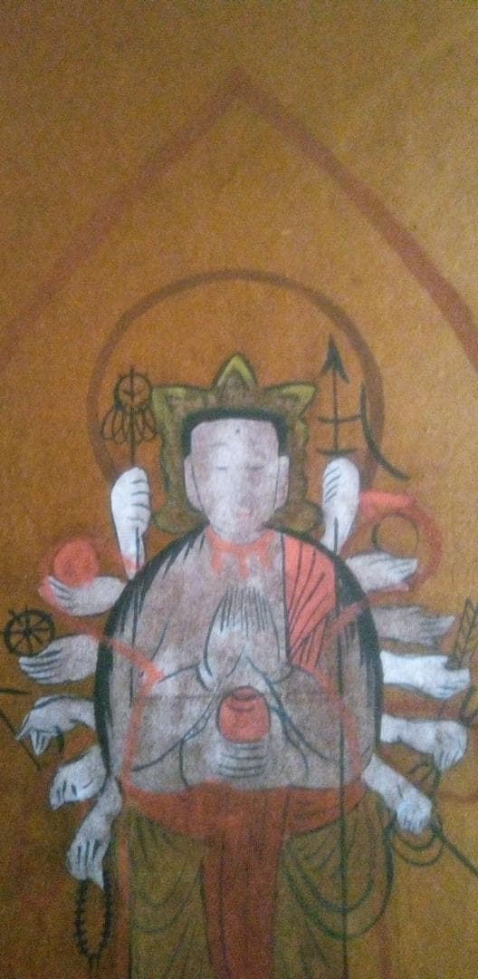 模写大津絵、千手観音