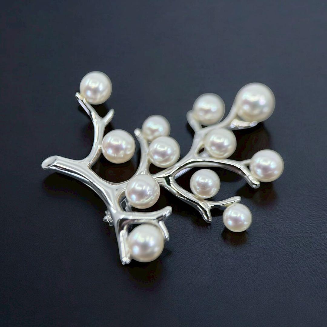 【新品同様】ミキモト 幸福の木　アコヤ　本真珠　パール　ブローチ　コサージュ