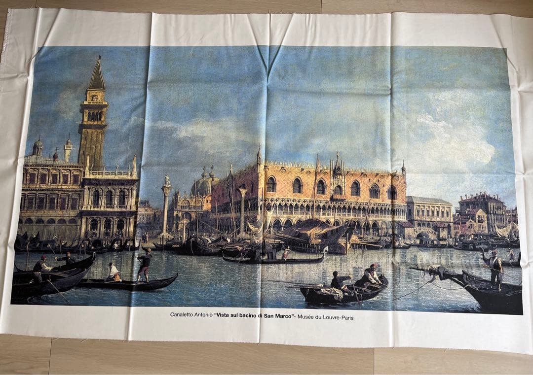 フィレンツェ製　カナレット《サンマルコ広場》　大判布製複製画約79×145cm