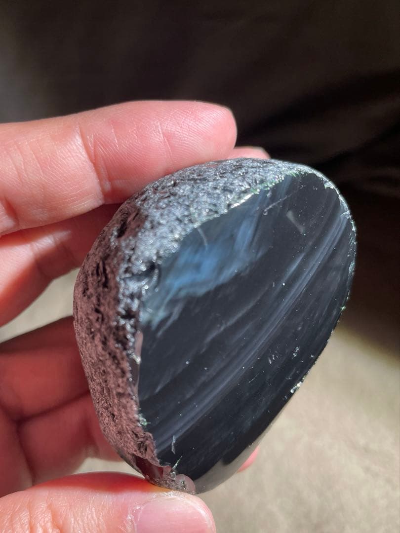研磨品　十勝石玲瓏　ブルーベース　レインボーオブシディアン