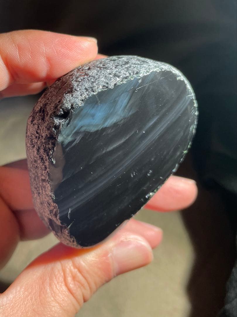 研磨品　十勝石玲瓏　ブルーベース　レインボーオブシディアン