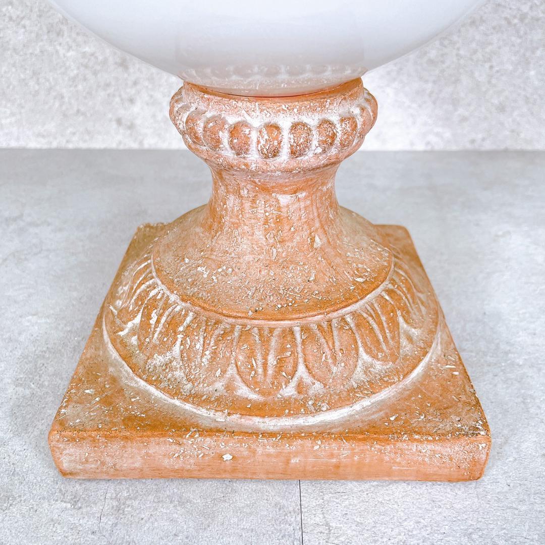 アンティーク風 インテリアコンポート ガラス×陶器 台座付き