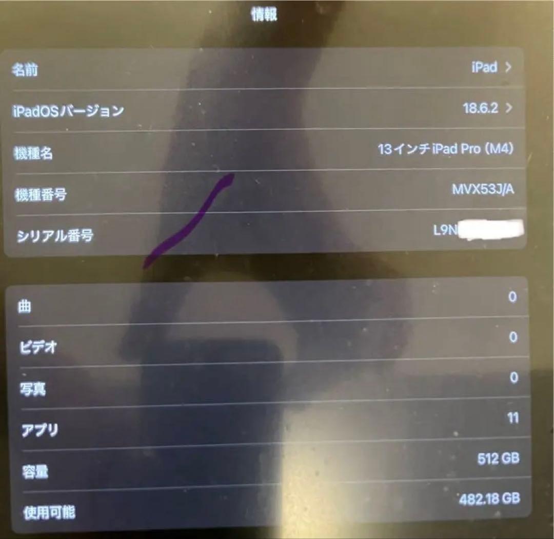 [美品]iPad Pro 13インチ (M4) 512GB 箱、付属品付き