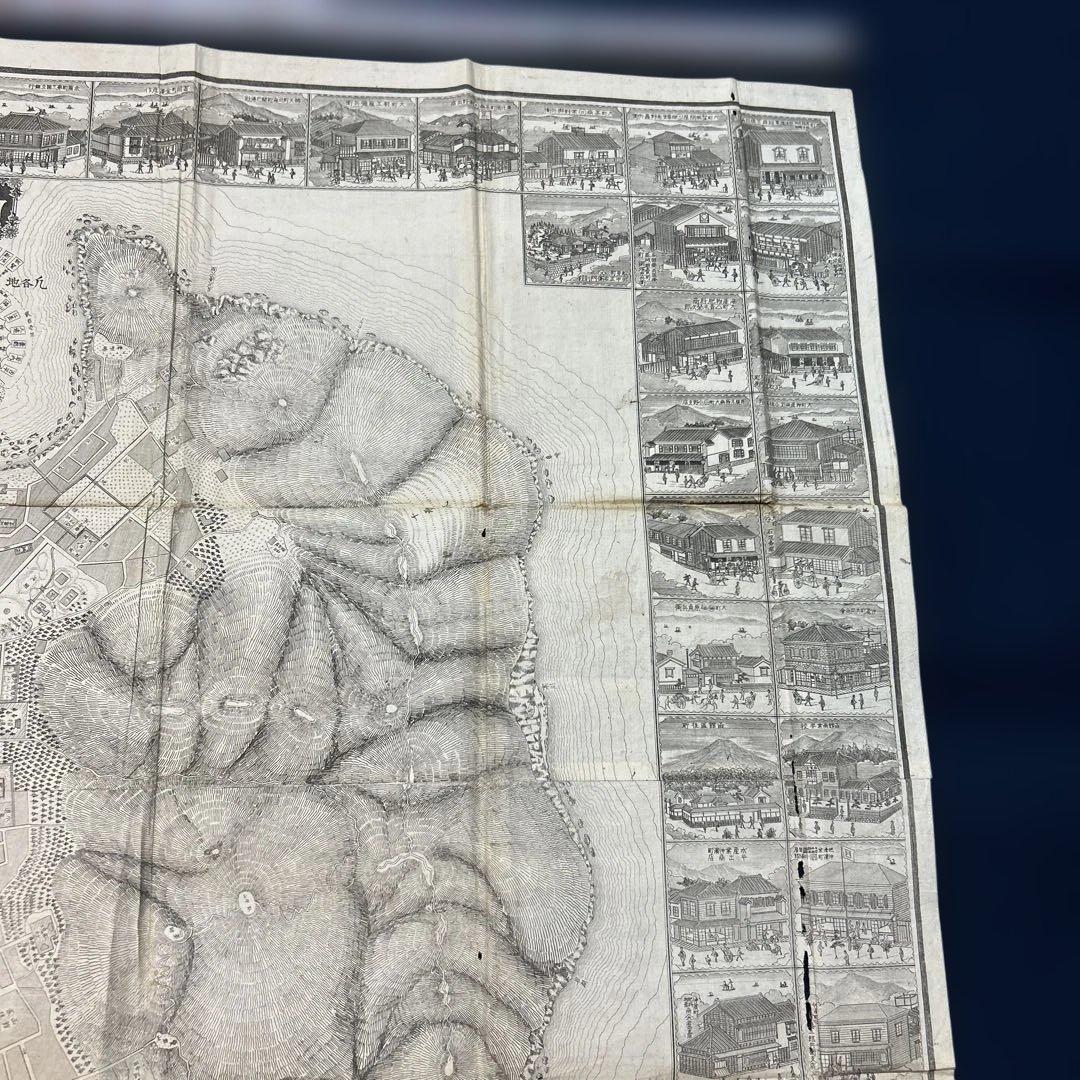 明治24年、「函館実地明細絵図」岐阜県平民、川瀬善一発行、銅版刻72×102cm