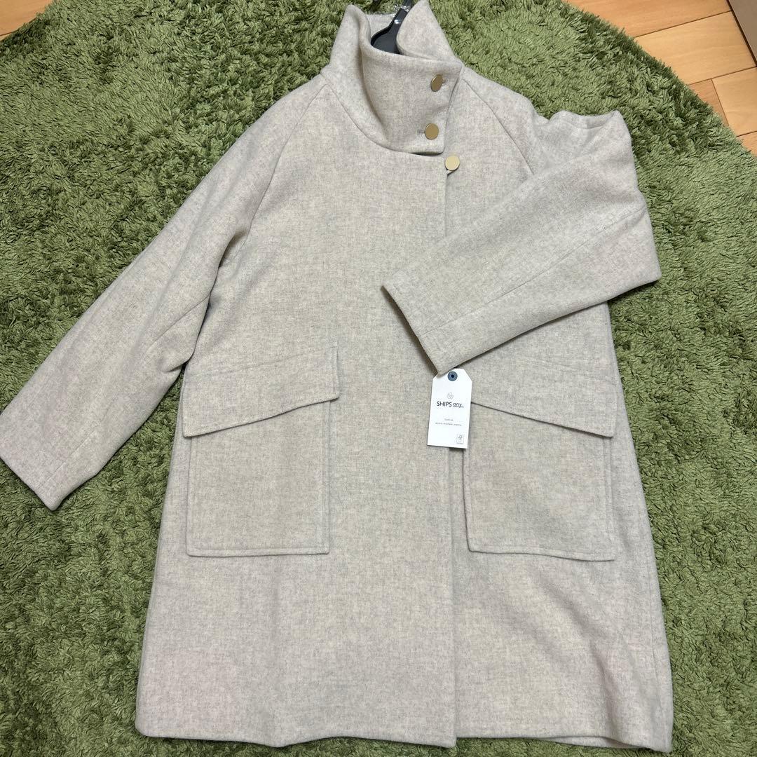 新品　SHIPS any: カシミヤ ミックス スタンドカラー ミドル コート