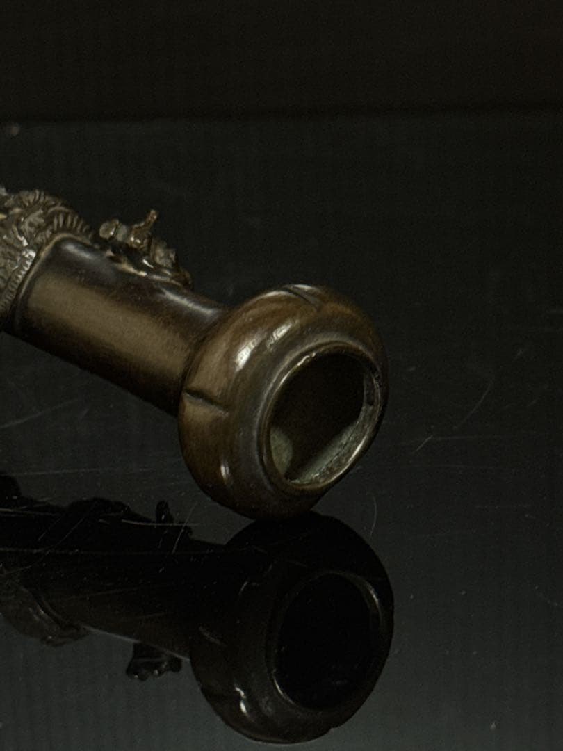 江戸期 極上 唐銅 柑子口 盛上龍巻 花瓶 花生 仏教美術 茶道具