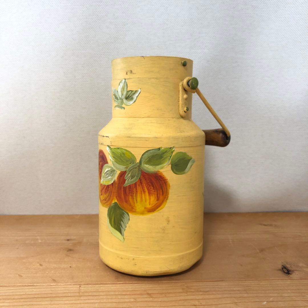 ペイントされた古いミルク缶　アンティーク　フランス　アート　一点物　no.183