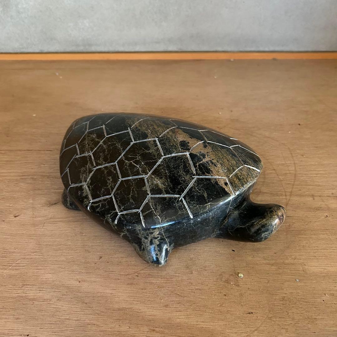 【特大】天然石 カメ 置物　重量6.5kg、30cm超え
