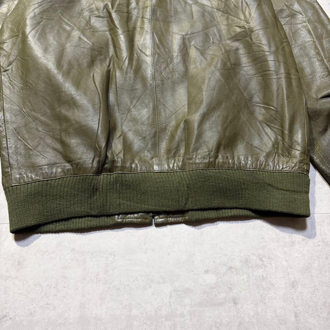80s Burberry バーバリー シングルレザージャケット オリーブ 41