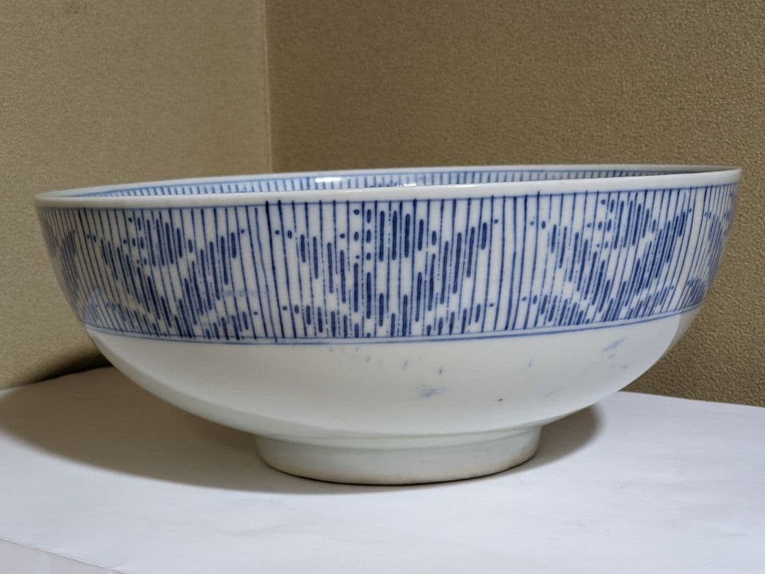 ♦明治時代 古伊万里 染付暦手大鉢三川内焼 平戸焼アンティーク骨董品コレクション