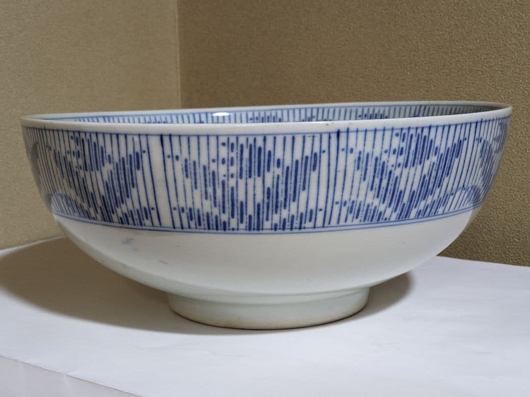 ♦明治時代 古伊万里 染付暦手大鉢三川内焼 平戸焼アンティーク骨董品コレクション