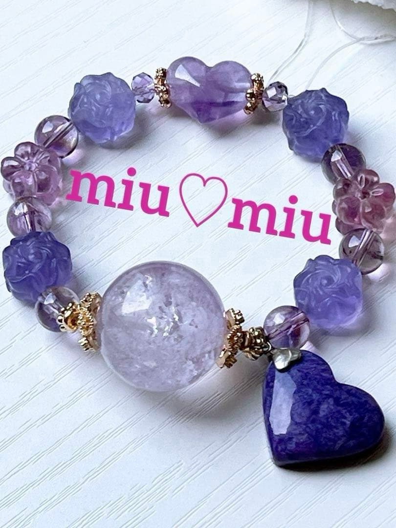 まゆ様♥️チャロアイト＆大玉22.3mmキラキラ✨ラベンダーアメジスト天然石ブレス