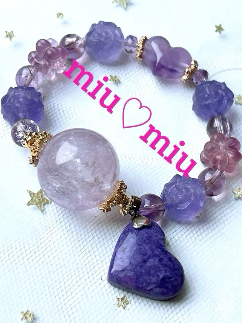 まゆ様♥️チャロアイト＆大玉22.3mmキラキラ✨ラベンダーアメジスト天然石ブレス
