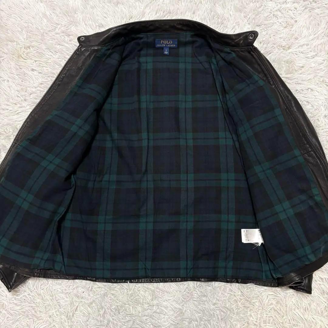 希少品　ポロラルフローレン　レザージャケット　シングル　ブラック　Lサイズ　裏地
