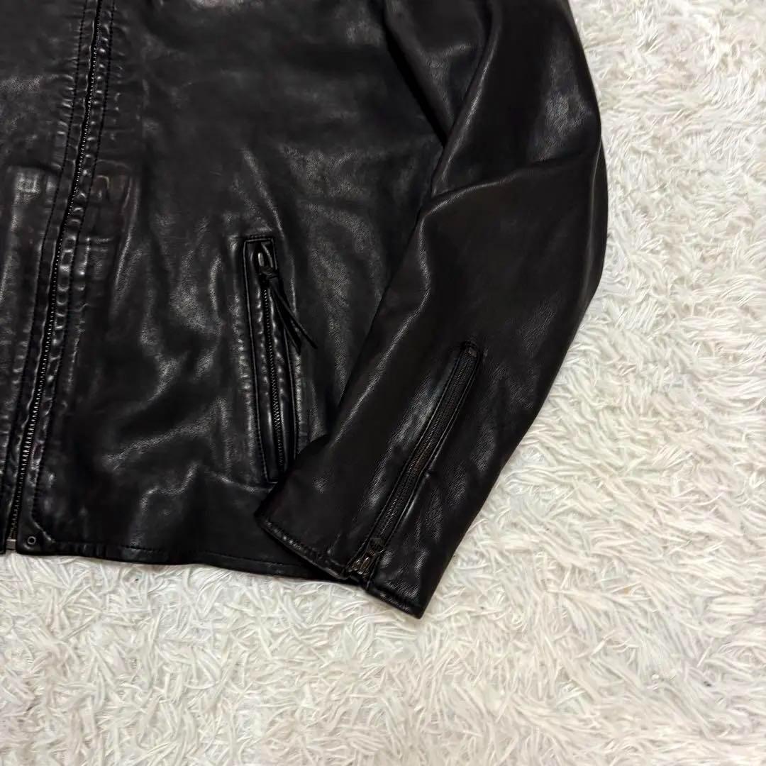 希少品　ポロラルフローレン　レザージャケット　シングル　ブラック　Lサイズ　裏地