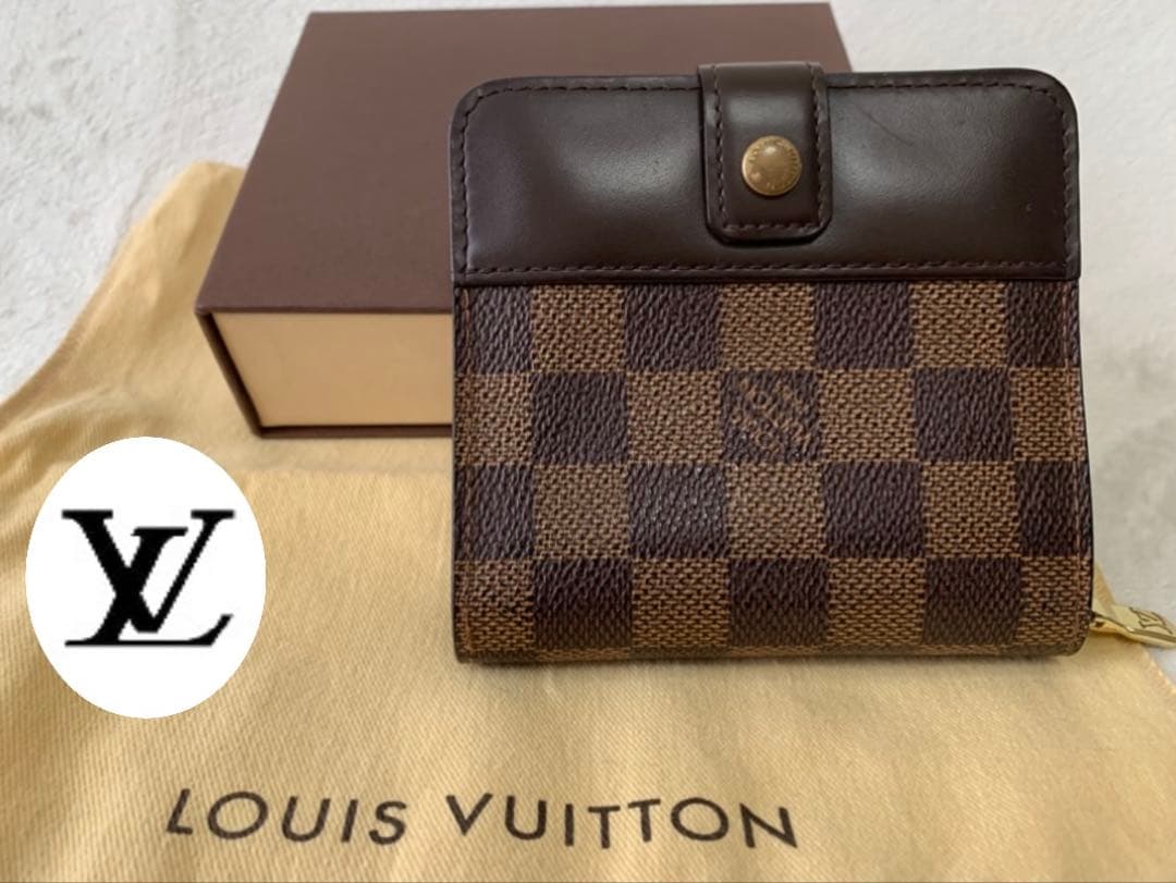 【美品】ルイ・ヴィトン ダミエ/コンパクトジップ 二つ折り財布 ルイヴィトン財布