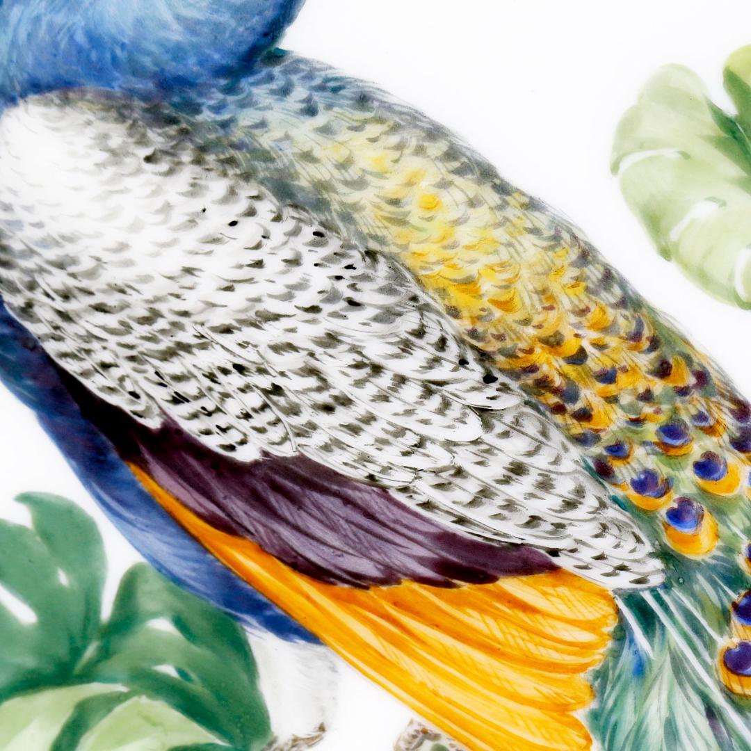 【美品 １級品】マイセン 孔雀 陶板画 プラーク 額装 送料込み