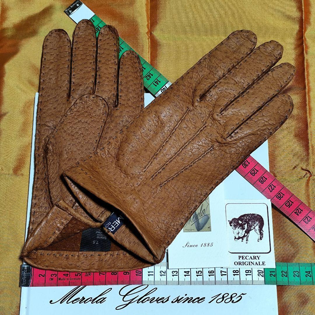 値下げメローラ ペッカリーコルク色 ライニングなし 革手袋グローブ MEROLA