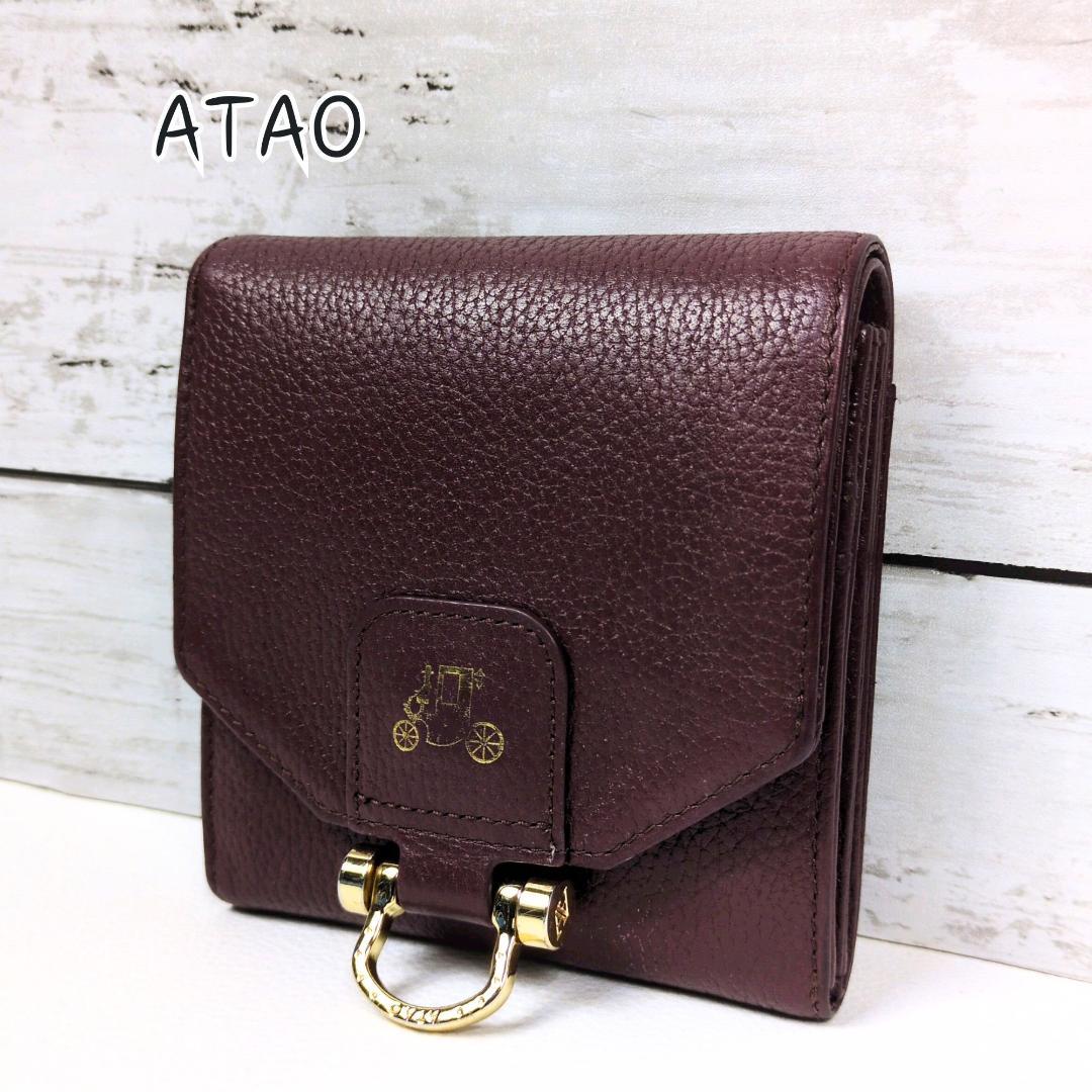 アタオ ロトロ ウォレット 二つ折り財布 バーガンディ