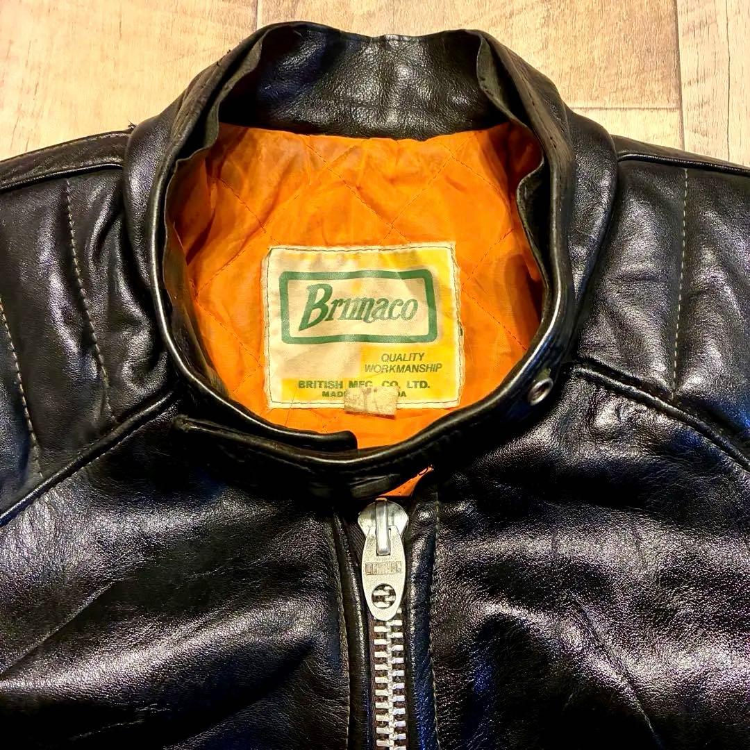 【70’s】Brimaco レザー シングルライダース 42 黒 カナダ製