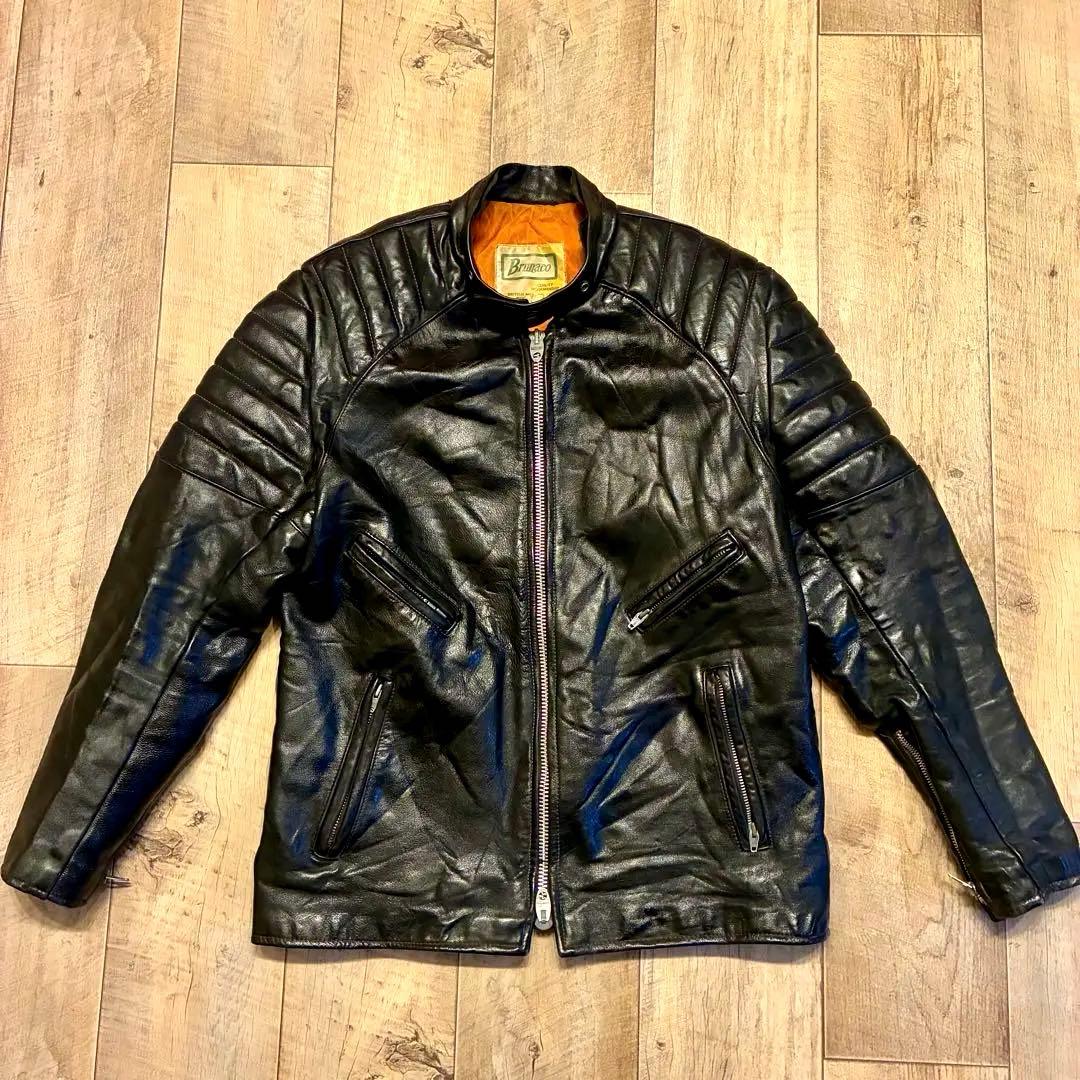 【70’s】Brimaco レザー シングルライダース 42 黒 カナダ製