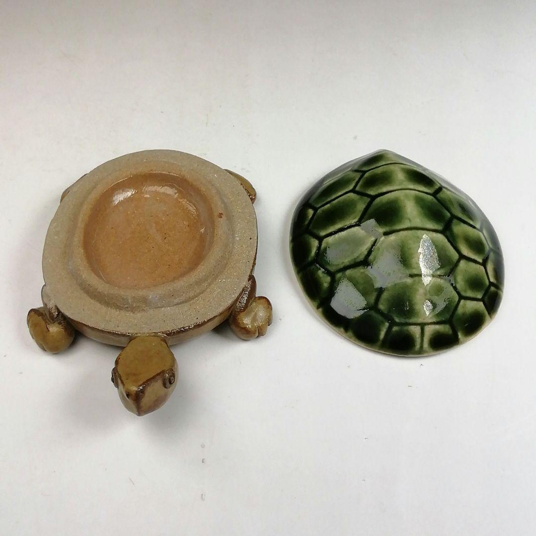 Ｔ８９９　香合　『織部　亀』『松本鉄山 作』　共箱　茶道具