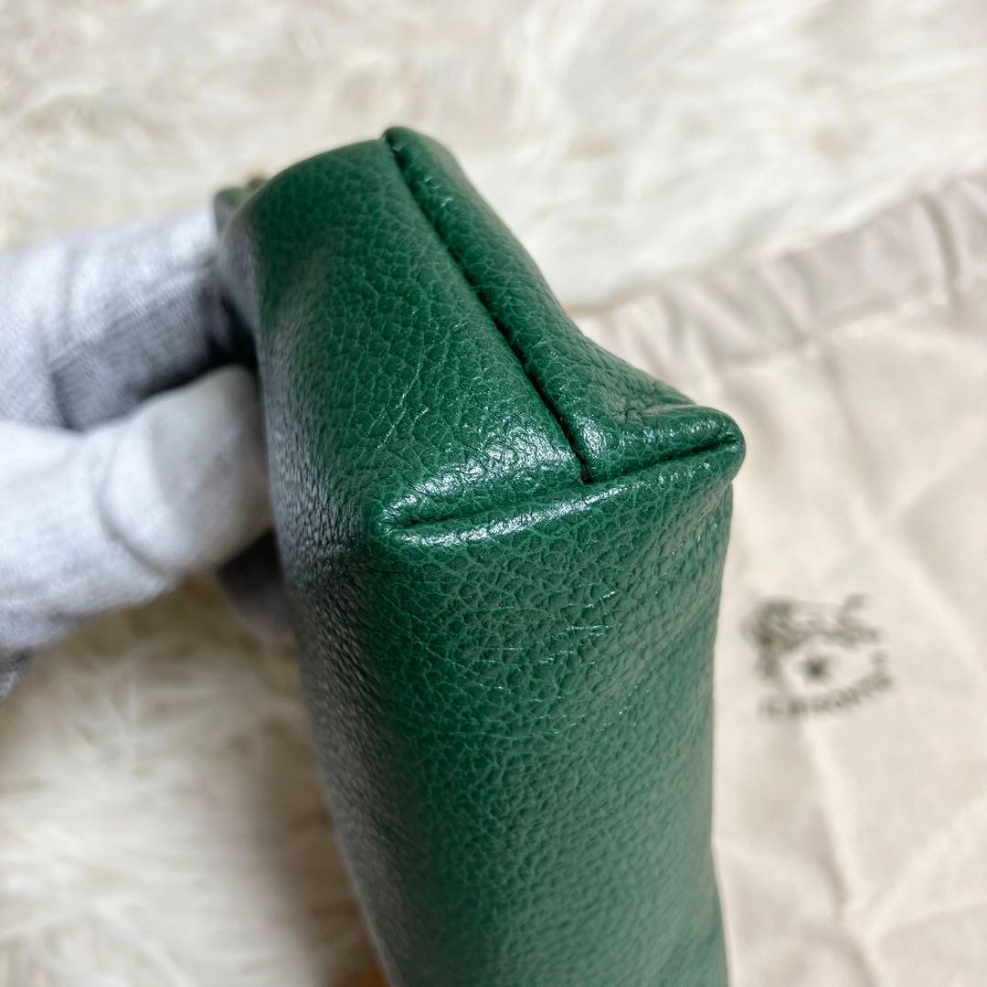 【未使用級】イルビゾンテ＊がま口 ケース レザーグリーン