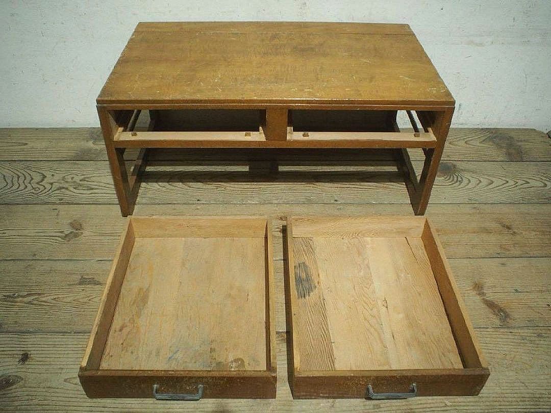 1281 ヴィンテージ　レトロな文机　ローテーブル　展示台　古家具　古道具　抽斗